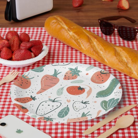 Hand getrokken Groenten Papieren Bordje (Picknick)