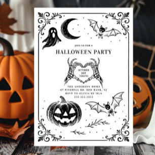 Hand getrokken Halloween feest Kaart
