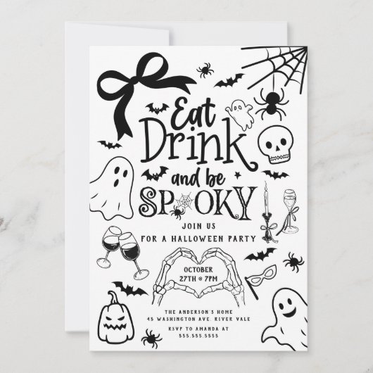 Hand getrokken Halloween feest Kaart (Voorkant)