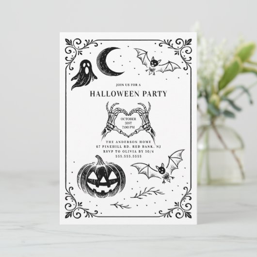 Hand getrokken Halloween feest Kaart (Staand voorkant)