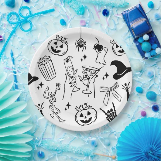 Hand getrokken Halloween feest Papieren Bordje (Feest)
