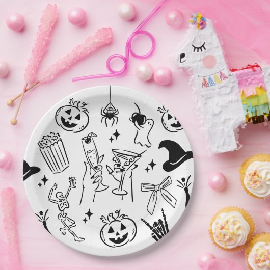 Hand getrokken Halloween feest Papieren Bordje (Feest)