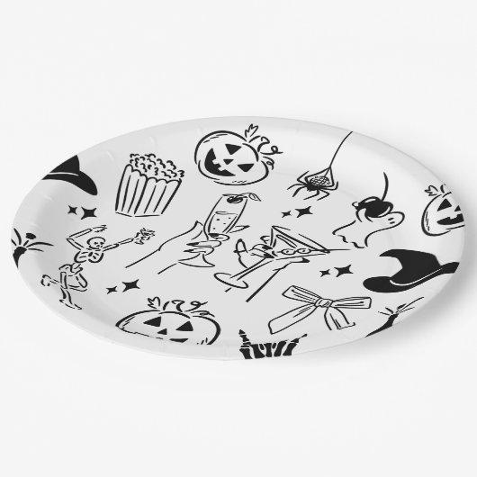 Hand getrokken Halloween feest Papieren Bordje (Gekanteld)