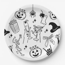 Hand getrokken Halloween feest Papieren Bordje