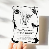 Hand getrokken Halloween Girls Night Uitnodiging