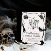 Hand getrokken Halloween Girls Night Uitnodiging