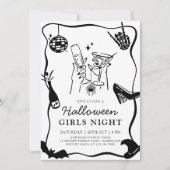 Hand getrokken Halloween Girls Night Uitnodiging (Voorkant)