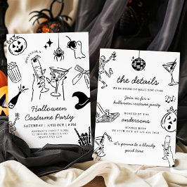 Hand getrokken Halloween kostuum partij Kaart