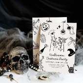 Hand getrokken Halloween kostuum partij Kaart