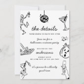 Hand getrokken Halloween kostuum partij Kaart (Achterkant)