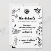 Hand getrokken Halloween Kostuum Party Uitnodiging (Achterkant)