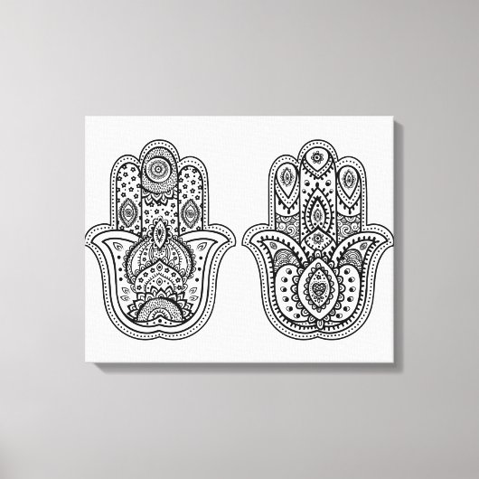 Hand getrokken Hamsa met Ornamenten 6 Canvas Afdruk (Voorkant)