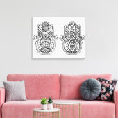 Hand getrokken Hamsa met Ornamenten 6 Canvas Afdruk (Insitu (Woonkamer))