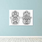 Hand getrokken Hamsa met Ornamenten 6 Canvas Afdruk (Insitu (Houten vloer))
