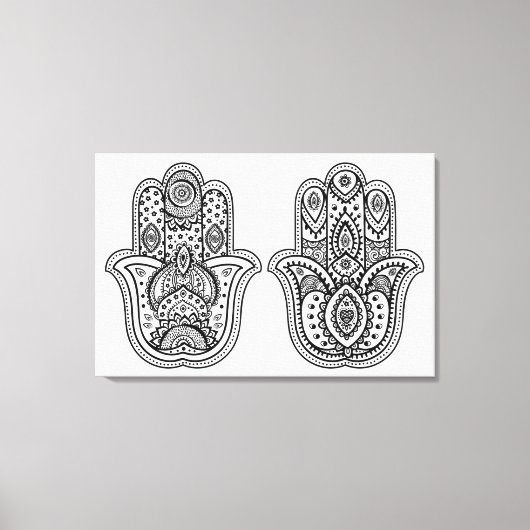 Hand getrokken Hamsa met Ornamenten 6 Canvas Afdruk (Voorkant)