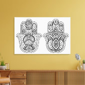 Hand getrokken Hamsa met Ornamenten 6 Canvas Afdruk (Insitu (Woonkamer))