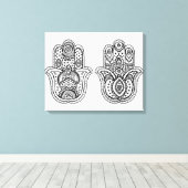 Hand getrokken Hamsa met Ornamenten 6 Canvas Afdruk (Insitu (Houten vloer))