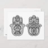 Hand getrokken Hamsa met Ornamenten Briefkaart (Voorkant / Achterkant)