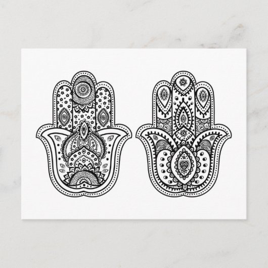 Hand getrokken Hamsa met Ornamenten Briefkaart (Voorkant)
