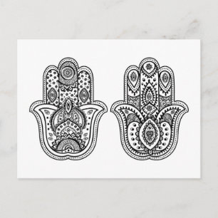 Hand getrokken Hamsa met Ornamenten Briefkaart