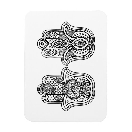 Hand getrokken Hamsa met Ornamenten Magneet (Verticaal)