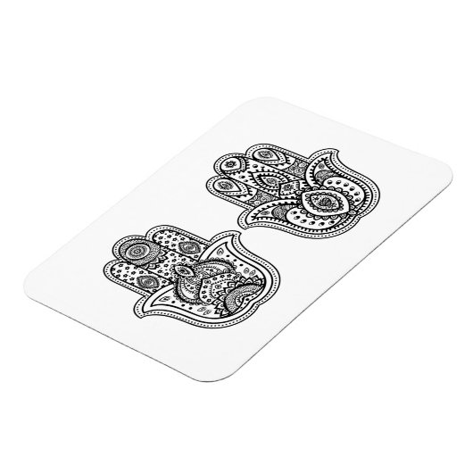 Hand getrokken Hamsa met Ornamenten Magneet (Linkerzijde)