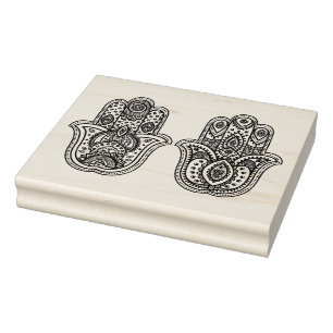 Hand getrokken Hamsa met Ornamenten Rubberstempel