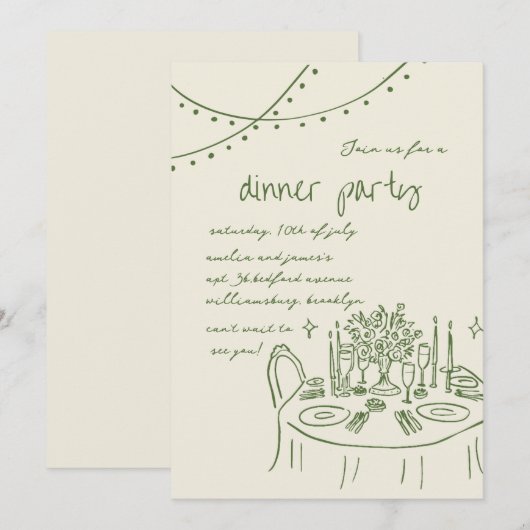 Hand getrokken & Handgeschreven grillige Diner bru Kaart (Voorkant / Achterkant)