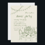 Hand getrokken & Handgeschreven grillige Diner bru Kaart<br><div class="desc">Hand getrokken Dinner Party Invitation Sjabloon,  eigenzinnige illustratie Uitnodigen voor Dinner Party,  grillig handgeschreven lettertype.</div>