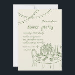Hand getrokken & Handgeschreven grillige Diner bru Kaart<br><div class="desc">Hand getrokken Dinner Party Invitation Sjabloon,  eigenzinnige illustratie Uitnodigen voor Dinner Party,  grillig handgeschreven lettertype.</div>