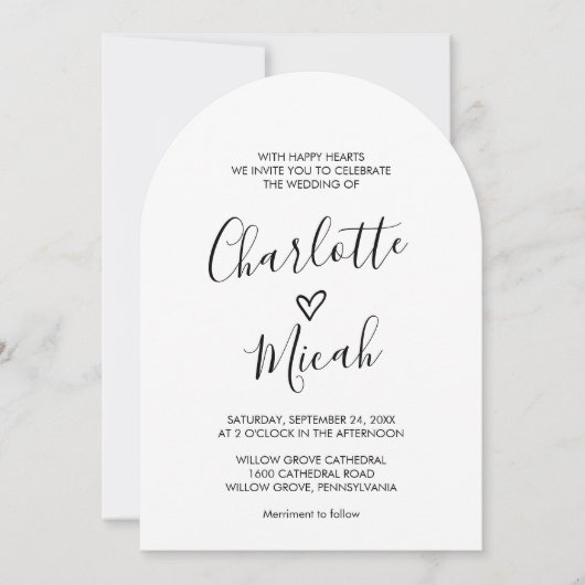 Hand getrokken hart eenvoudige minimale Boho Boog  Kaart (Voorkant)