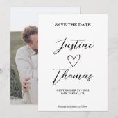 Hand getrokken hart foto save the date (Voorkant / Achterkant)