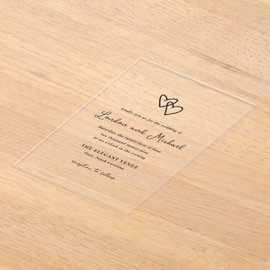 Hand getrokken harten Doodle moderne bruiloft Acryl Uitnodigingen (Laagn)