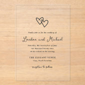 Hand getrokken harten Doodle moderne bruiloft Acryl Uitnodigingen (Voorkant)