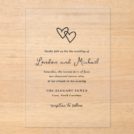 Hand getrokken harten Doodle moderne bruiloft Acryl Uitnodigingen