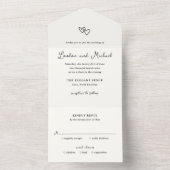 Hand getrokken harten Doodle moderne bruiloft All In One Uitnodiging (Binnen)