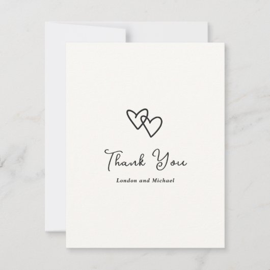 Hand getrokken harten Doodle moderne bruiloft Bedankkaart (Voorkant)
