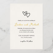 Hand getrokken harten Doodle moderne bruiloft Folie Uitnodiging (Voorkant)