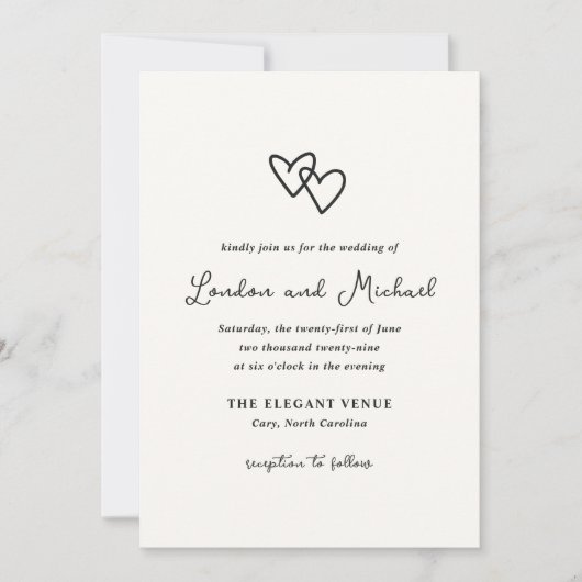 Hand getrokken harten Doodle moderne bruiloft Kaart (Voorkant)