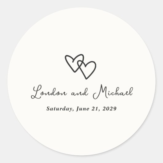 Hand getrokken harten Doodle moderne bruiloft Ronde Sticker (Voorkant)