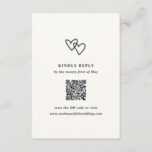 Hand getrokken harten Doodle moderne bruiloft RSVP Kaartje (Voorkant)