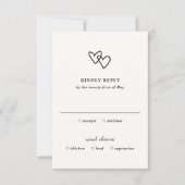 Hand getrokken harten Doodle moderne bruiloft RSVP Kaartje (Voorkant)