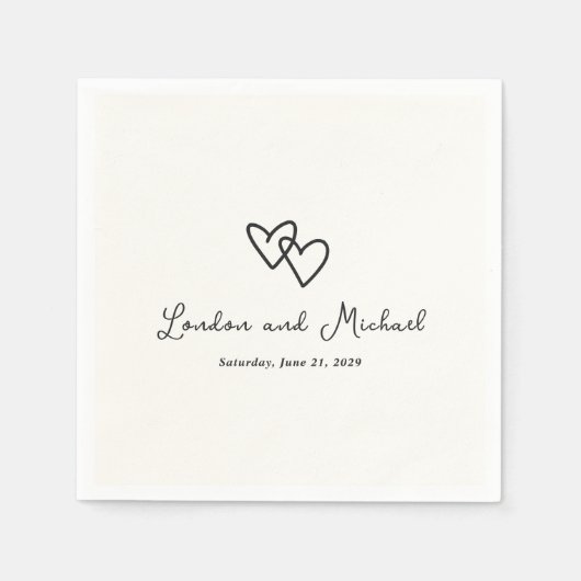 Hand getrokken harten Doodle moderne bruiloft Servet (Voorkant)