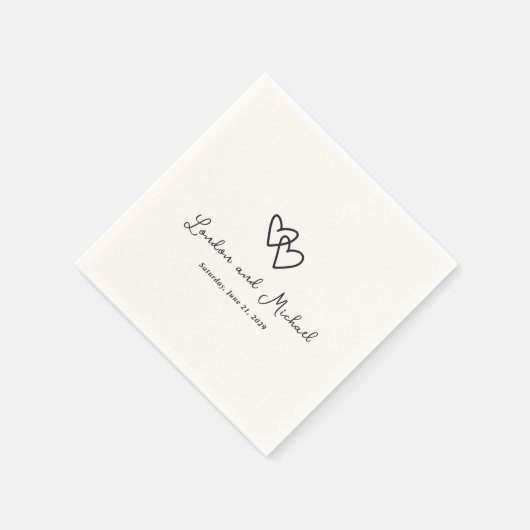 Hand getrokken harten Doodle moderne bruiloft Servet (Hoek)