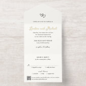 Hand getrokken harten Doodle QR-code moderne bruil All In One Uitnodiging (Binnenkant)