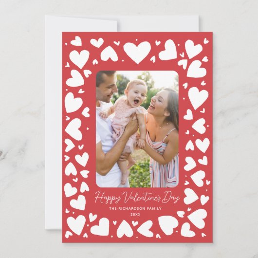 Hand getrokken Harten Lijst Valentijnsdag Foto Feestdagenkaart (Voorkant)