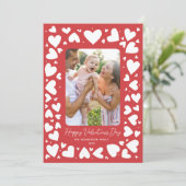 Hand getrokken Harten Lijst Valentijnsdag Foto Feestdagenkaart (Staand voorkant)