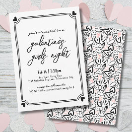 Hand getrokken harten meisjes nacht Valentijnsdag Kaart