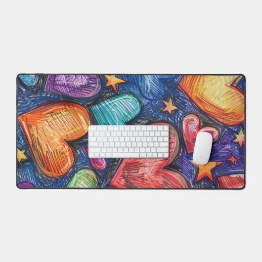 Hand getrokken harten & sterren bureaumat (Keyboard & Muis)