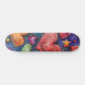 Hand getrokken harten & sterren persoonlijk skateboard (Horizontaal)